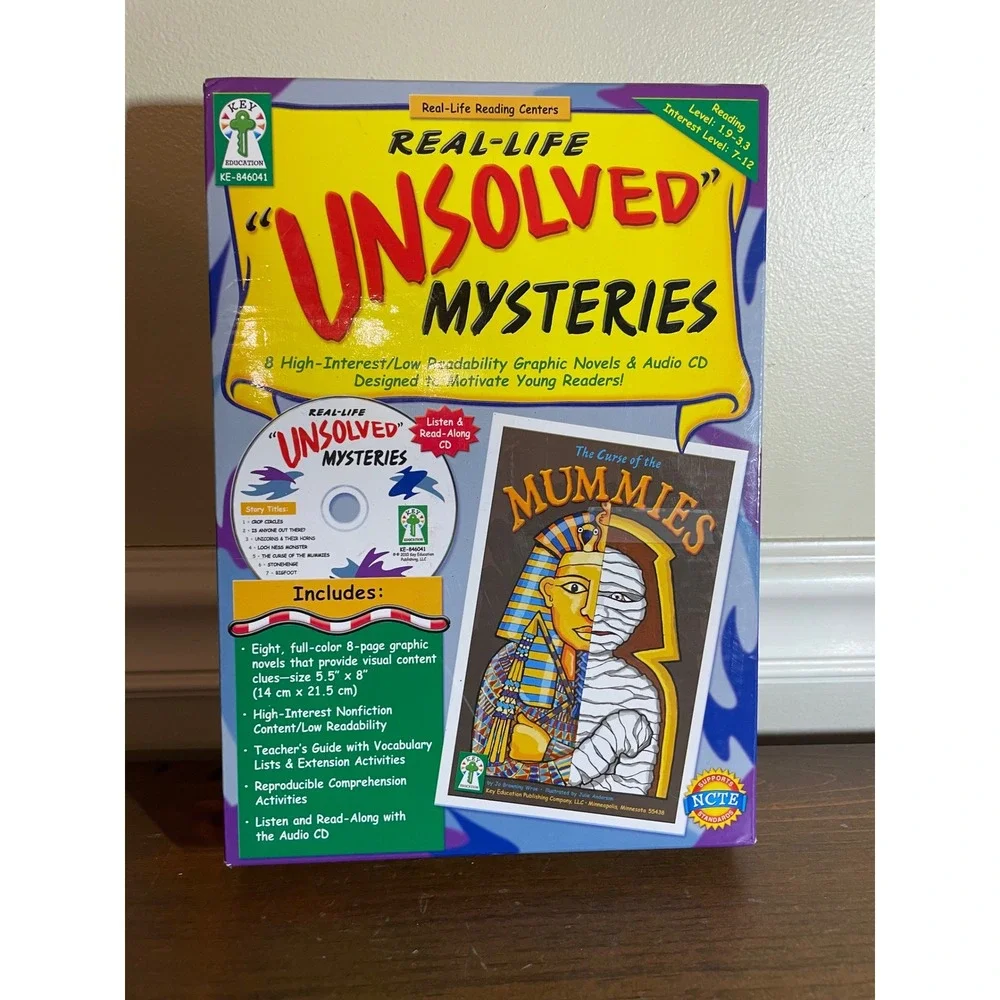 Key Education Real-Life Unsolved Mysteries 8 Graphic Novels & Audio CD KE-846041